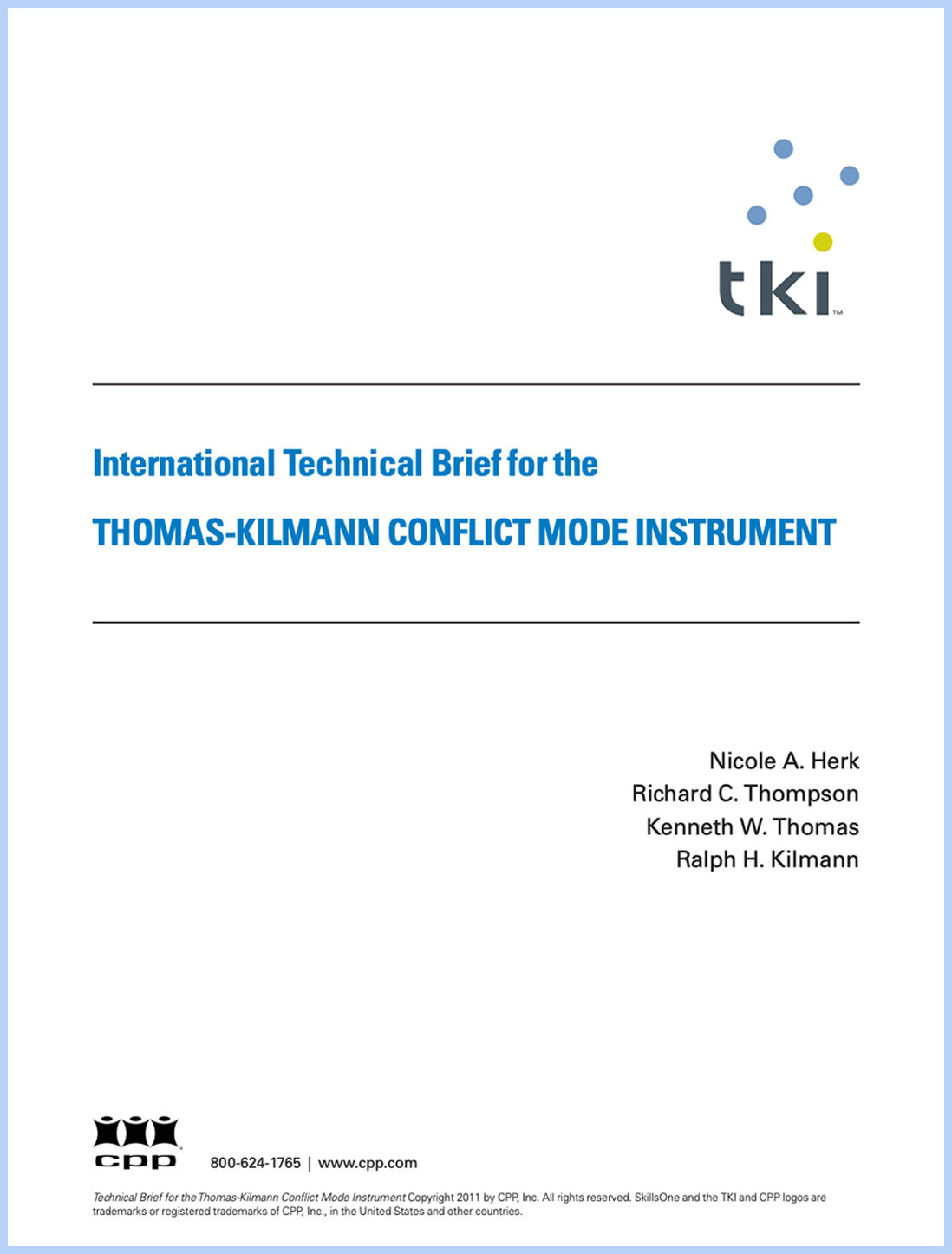 Thomas-Kilmann Instrument TKI International Norm Study
