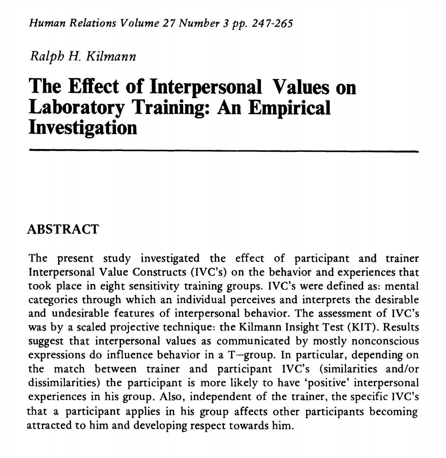 Interpersonal Values