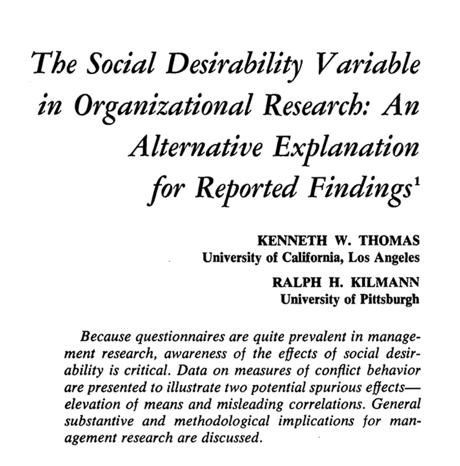 Thomas and Kilmann: The Social Desirability Bias