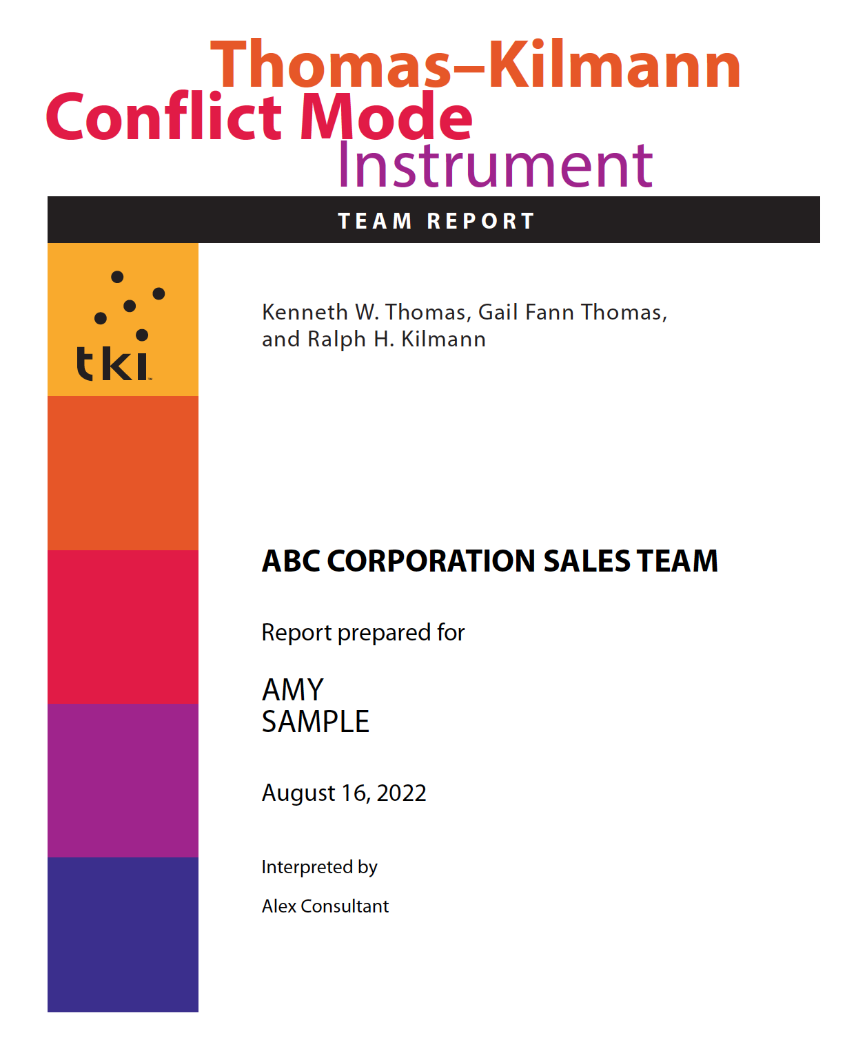 Cover of the TKI Team Report